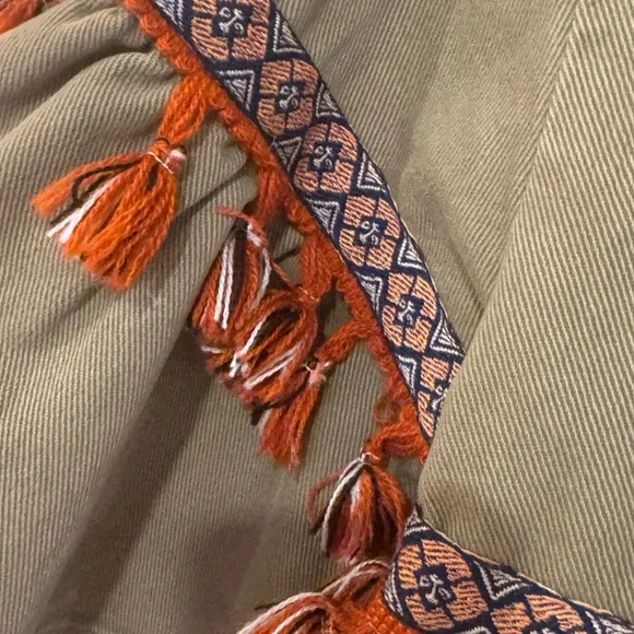 ZARA BASIC DEPT DENIM EUC Z1975 OLIVE GREEN TASSELS JACKET SIZE XS - Picture 6 of 9